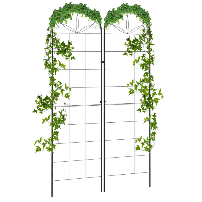 Garden Metal Trellis 2-Pack - Climbing Plant Support Frames with Grid Design - Ideal for Vine Growth and Garden Decor