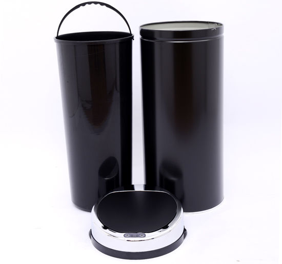 42L Stainless Steel Sensor Trash Can - Hands-Free Garbage Disposal with Bucket, Black - Ideal for Hygienic Waste Management in Home or Office