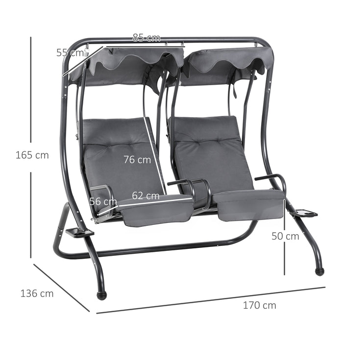 Modern Outdoor Canopy Swing with Separate Seating - Comfortable Relaxation Chairs with Cushions, Removable Shade - Ideal for Patio, Garden, or Backyard Lounging