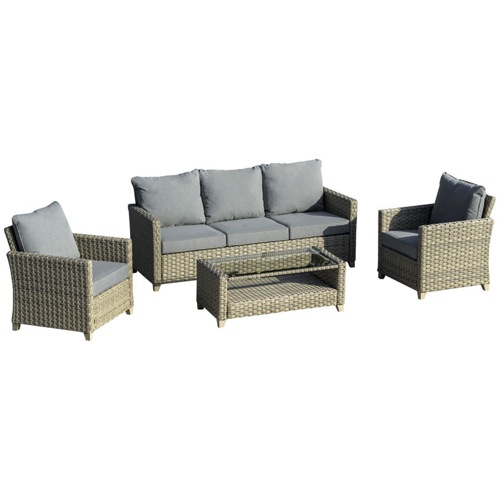 5-Seater Wicker Sofa Set - Outdoor PE Rattan Sectional with Aluminium Frame and Padded Cushions - Ideal for Patio Conversation and Entertainment