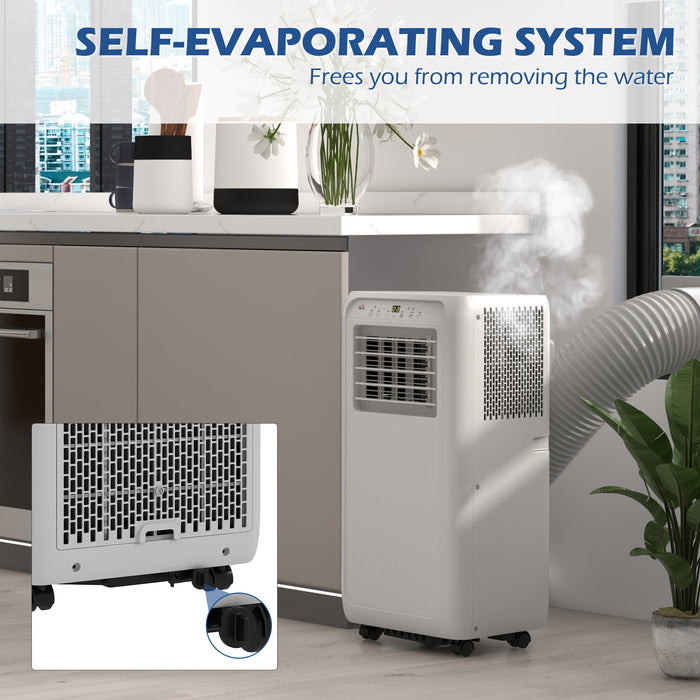 Portable 9,000 BTU Air Conditioner - Cools Rooms up to 20m², Includes Dehumidifier Function & 24-Hour Timer - Easy Mobility with Wheels, Comes with Window Mounting Kit