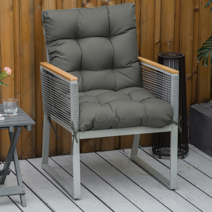 Comfortable Light Grey Garden Chair Cushion with Backrest - Patio Seat Pad for Outdoor & Indoor Comfort - Ideal for Relaxing in Backyard or Sunroom