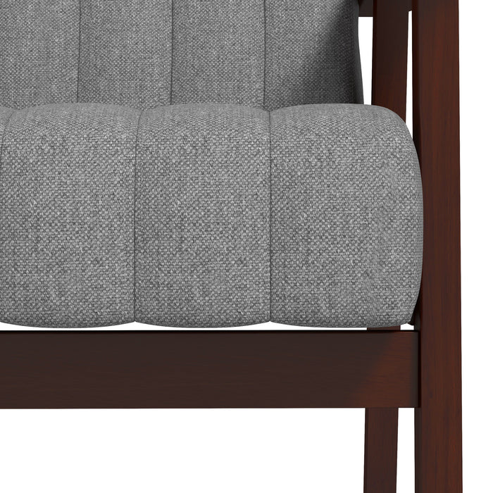 Modern Fabric Accent Armchair - Upholstered Living Room Seating with Wooden Legs and Tufting Details, Grey - Comfortable Bedroom or Lounge Chair