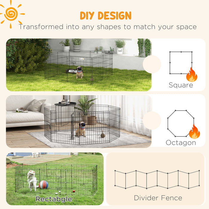 8-Panel Metal Pet Playpen - Versatile Indoor/Outdoor Animal Enclosure for Dogs, Rabbits, and Guinea Pigs - Secure 61x61 cm Cage for Puppy Training and Safe Play