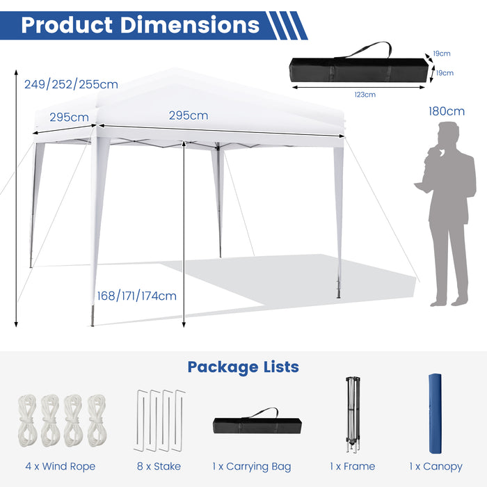 Pop-up Canopy 295x295 CM - Portable, Outdoor, Instant Set-up Tent with Carrying Bag - Ideal for Camping and Picnics