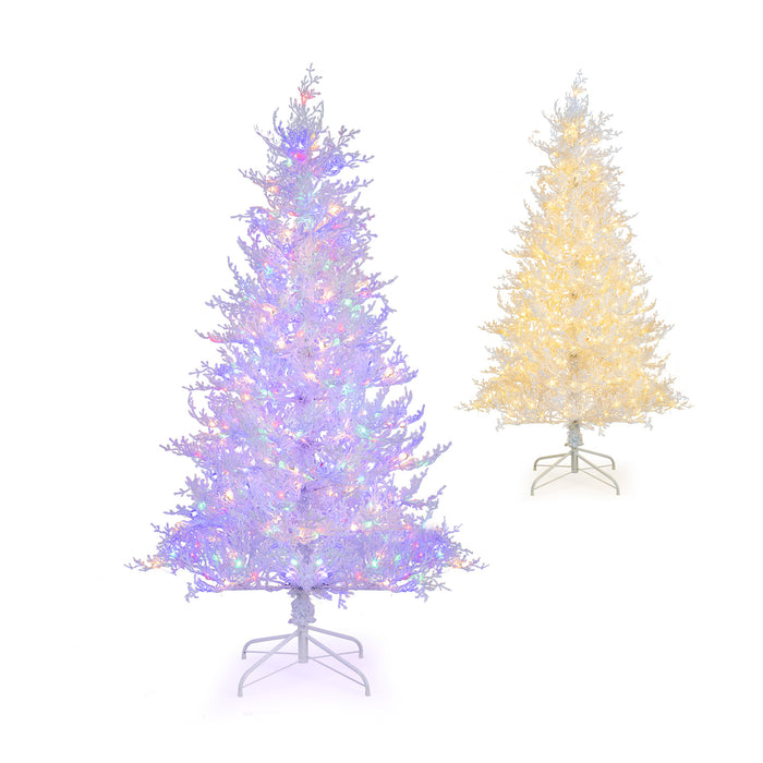 White Hinged Christmas Tree, 180cm - Snow-Flocked PE Tips for Authentic Look - Ideal for Home Holiday Decoration