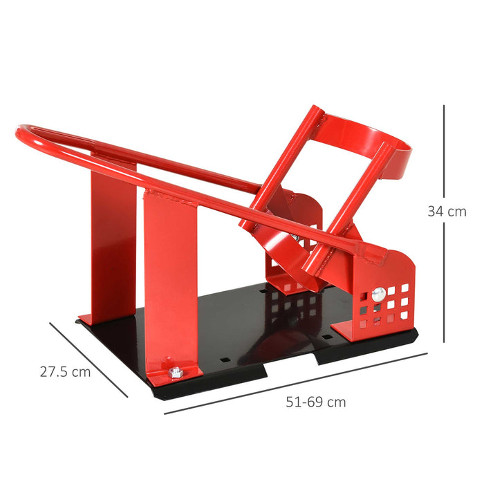 Steel Motorcycle Wheel Chock - Freestanding, Secure Bike Stability in Red - Ideal for Maintenance and Storage Stability