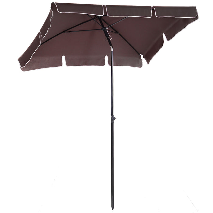 Elegant Brown Aluminum Umbrella Parasol - Durable Outdoor Sunshade with Wind Resistance - Ideal for Patio, Deck, and Garden Protection