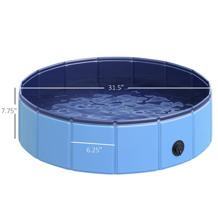 Foldable Pet Swimming Pool in Blue - 80 cm Diameter for Dogs & Cats - Portable Outdoor Bathing Tub for Pets