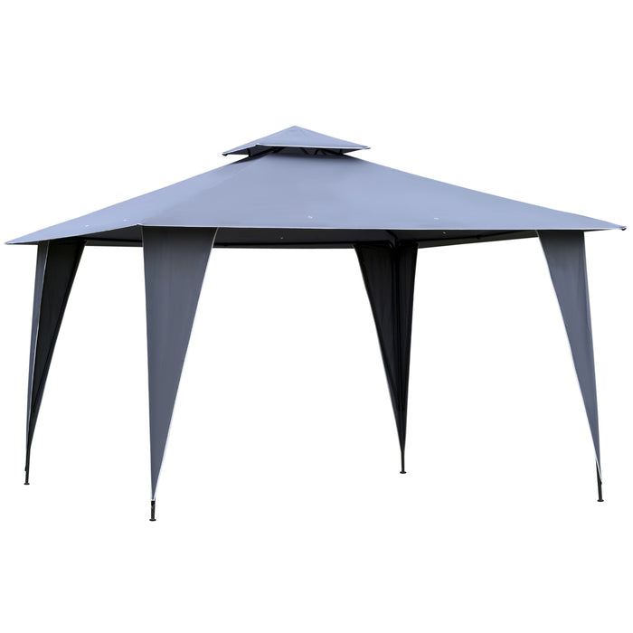 3.5x3.5m Sideless Gazebo Canopy - Dual-Tier Roof, Steel Frame Event Shelter for Outdoor Parties - Ideal for Garden Gatherings and Shade Protection