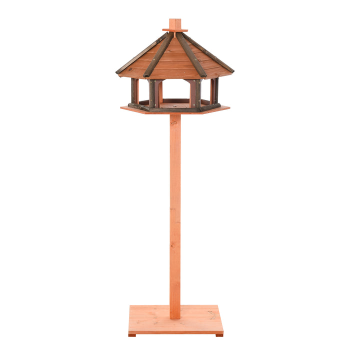 Outdoor Wooden Bird Feeder and Birdhouse - 130cm Water-Resistant Roof, Playstand Design - Ideal for Garden Wildlife Enthusiasts