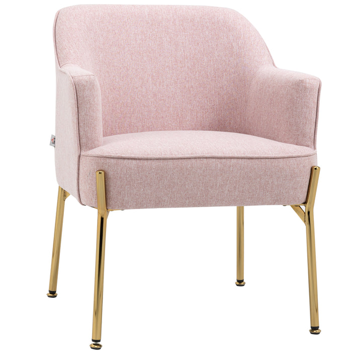 Modern Pink Fabric Accent Chair - Stylish Armchair with Durable Metal Legs - Perfect for Living Room, Bedroom, or Home Office Comfort