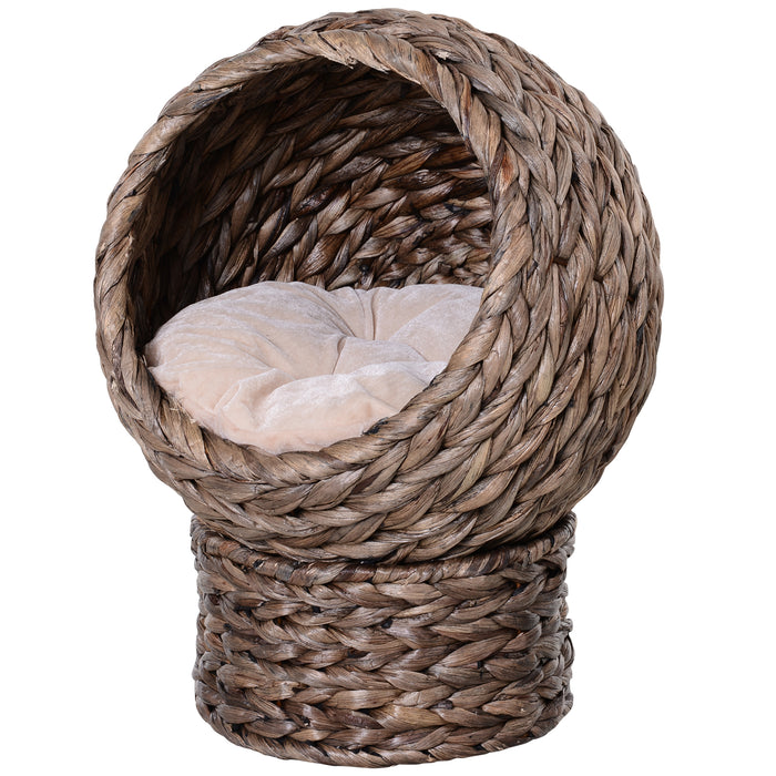 Raised Wicker Cat Bed with Soft Cushion - Rattan Basket Design, Washable & Cozy - Perfect for Cats & Small Pets Comfort & Relaxation