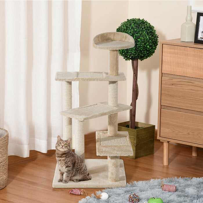 Kitten Scratch Cat Tree - Sisal Post Climbing Tower with Scratching Scratcher - Activity Centre for Cats, Beige