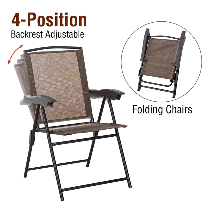 3-Piece Patio Bistro Set with Adjustable Chairs - Includes 2 Foldable Metal Chairs & Tempered Glass Table - Ideal for Outdoor Relaxation and Garden Spaces, Brown