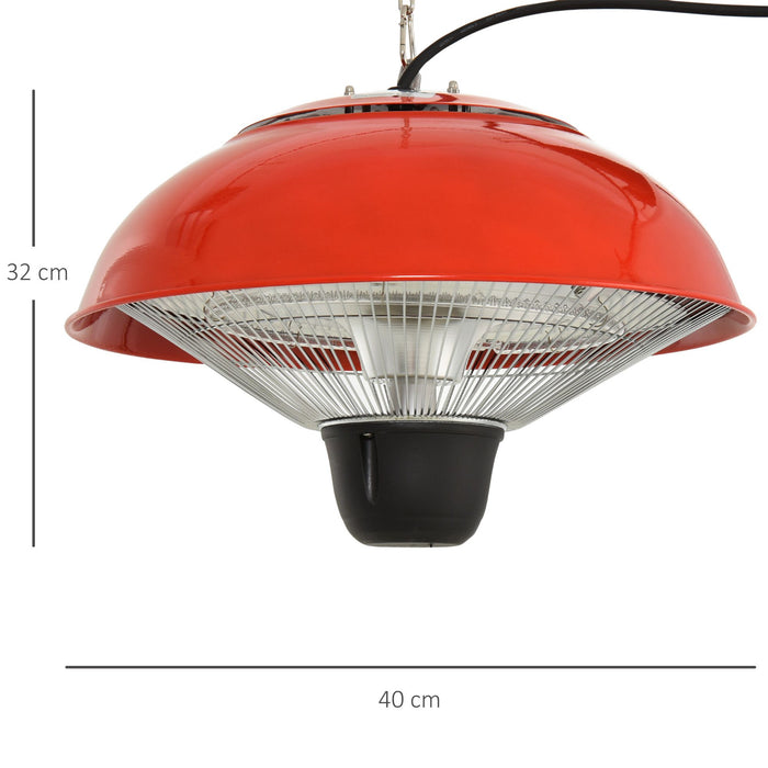 1500W Garden Electric Halogen Patio Heater - Aluminum Outdoor Ceiling Hanging Heat Lamp - Ideal for Warming Your Patio Space in Style