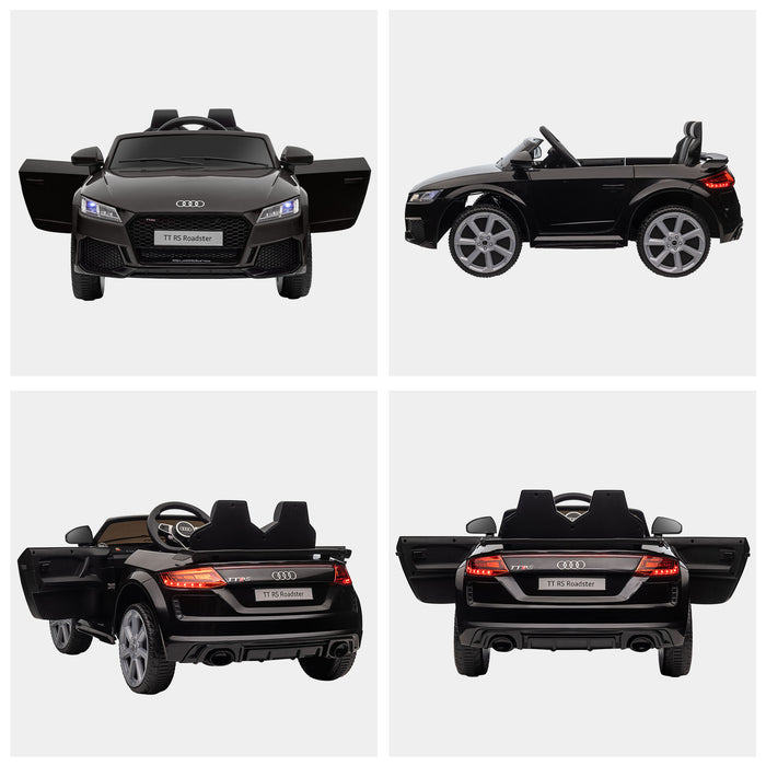 Audi TT RS Kids Electric Ride-On Car - 12V Battery, Remote Control, LED Lights, MP3 Player, Horn, Seatbelt - Black Safety & Fun for Children