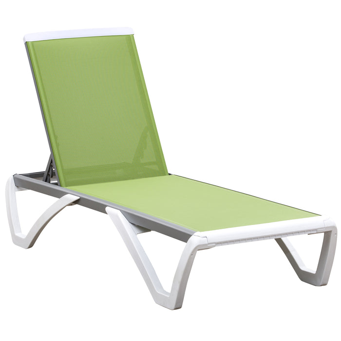 Adjustable Back Portable Chaise Lounge - Durable Texteline Outdoor Sun Lounger in Green - Ideal for Patio Relaxation and Comfort