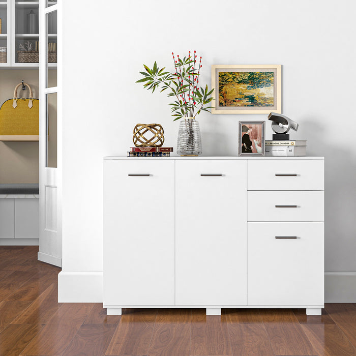 Modern White Sideboard - 2-Drawer, 3-Door Storage Cabinet with Adjustable Shelves - Versatile Organizer for Living Room, Dining Room