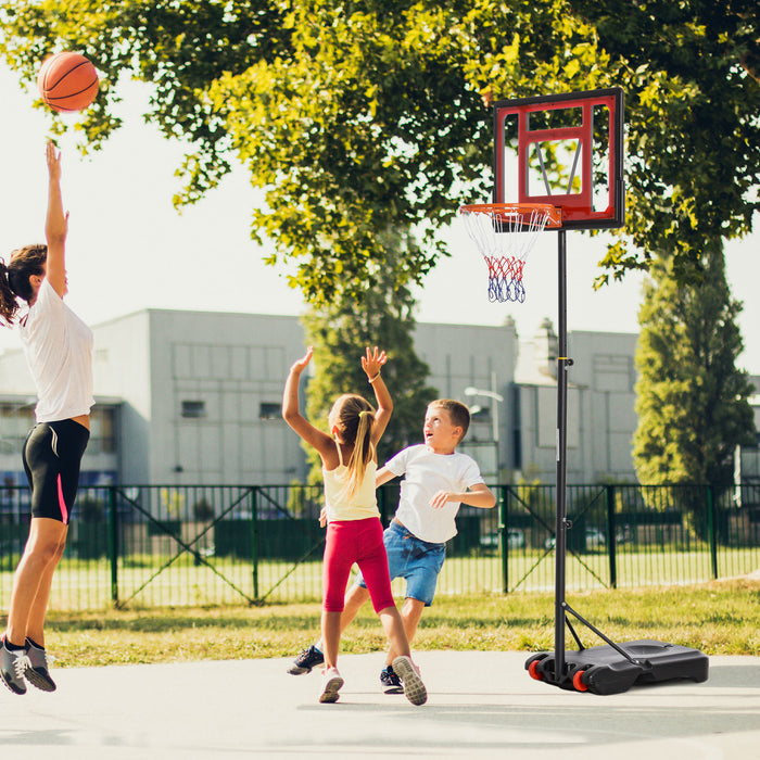 Portable Basketball Hoop Stand - Adjustable Height 160-210cm, Sturdy Rim with Net, Large Wheels for Stability - Ideal for Outdoor Basketball Fun for All Ages