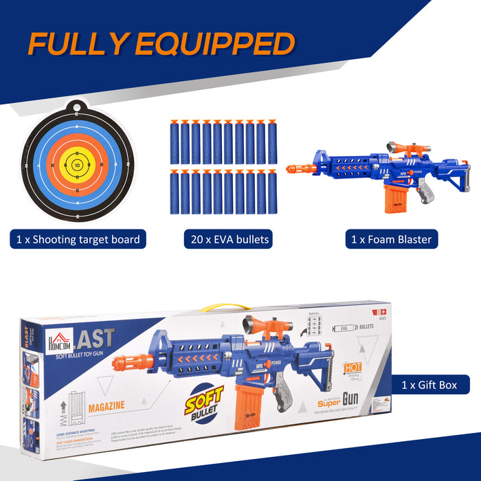 Foam Blaster Toy Gun with Automatic Continuous Firing - Includes 20 EVA Soft Darts and Target Board - Perfect for Kids 8-12 Years, Fun Shooting Game for Boys and Girls