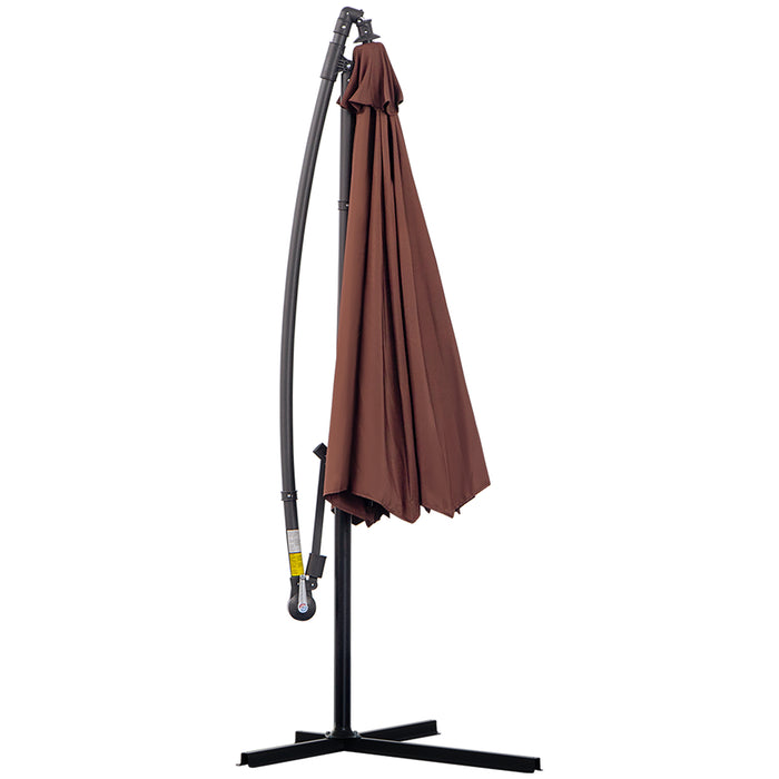 Outdoor Adjustable 3m Cantilever Umbrella - Coffee Colored, UV Protection Patio Parasol - Ideal for Garden, Deck, and Poolside Shade