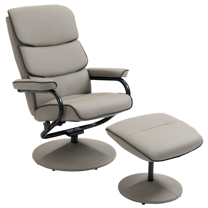 Recliner Chair with Ottoman - 360° Swivel, Faux Leather, High Back Armchair with Footrest - Ideal for Comfort in Home Office