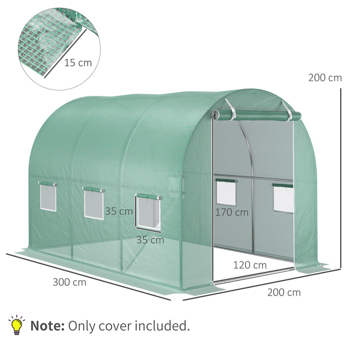 Heavy-Duty 10x7ft PE Greenhouse Cover - Tunnel Walk-in Design, Roll-Up Windows & Zippered Door - Ideal for Winter Gardening & Outdoor Plant Protection