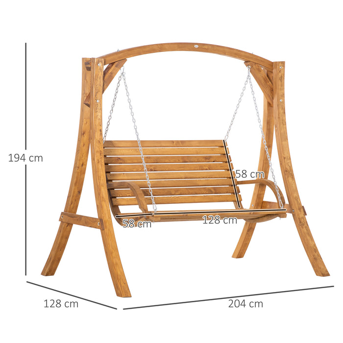 Outdoor 2-Person Wooden Garden Swing - Sturdy and Comfortable Bench, Ideal for Patio and Backyard Relaxation - Perfect for Couples and Small Families