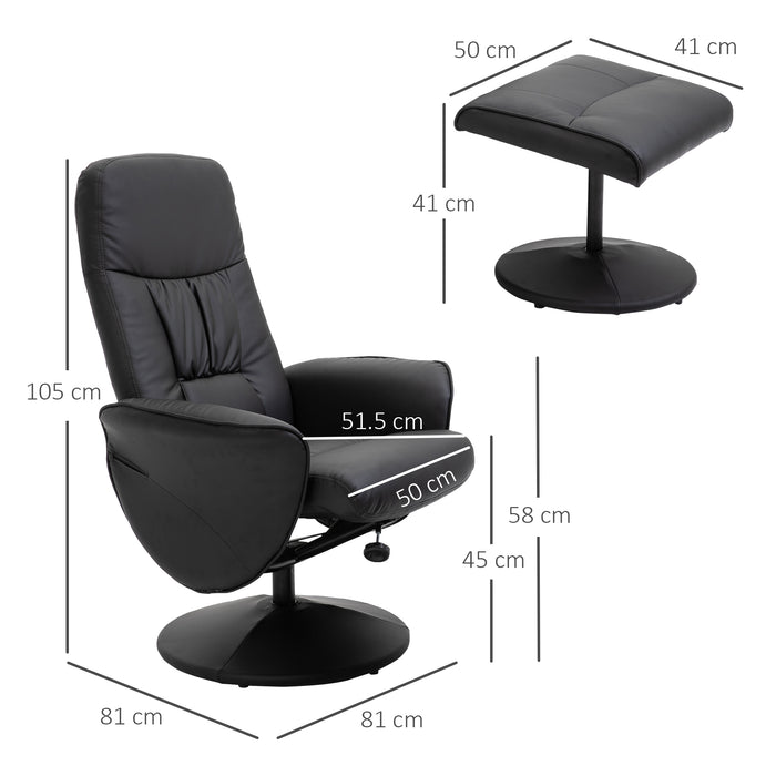 Executive Recliner Chair with Footstool - High-Back, Ergonomic Armchair Lounge Seat in Black - Ideal for Comfortable Work & Relaxation Spaces