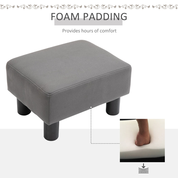 Compact Grey Footstool with Sturdy Legs - 40x30x24cm Perfect Foot Rest and Small Seat for Home or Office Use - Comfort Enhancing Accessory for Any Desk-bound Professional