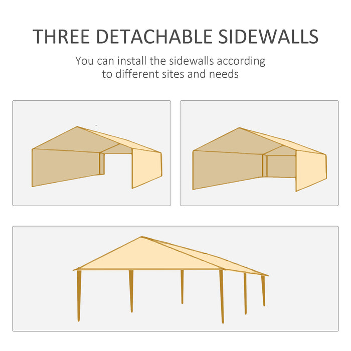 Outdoor Party Tent Gazebo - 6x3m Marquee with Windows & Side Panels for Patio Shelter - Ideal for Events and Gatherings, Dark Grey