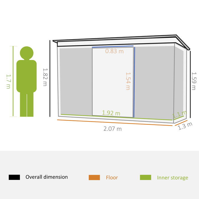 Outdoor Garden Storage Shed - 6.8 x 4.3ft Tool Organizer for Backyard, Patio, Lawn - Spacious Green Storage Solution