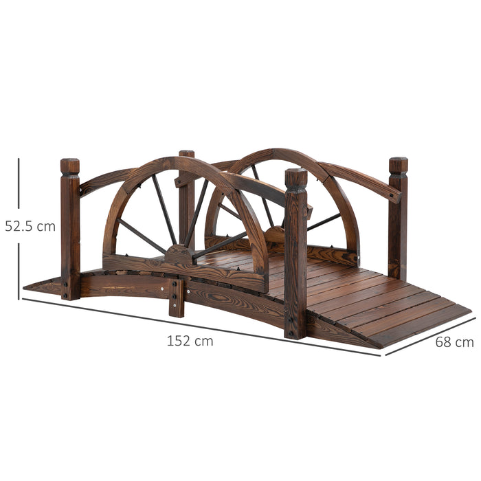 Decorative Wooden Arc Garden Bridge with Guardrails - Sturdy Outdoor Footbridge for Lawn and Pond Walkway - Enhancing Backyard Landscapes & Safe Crossings