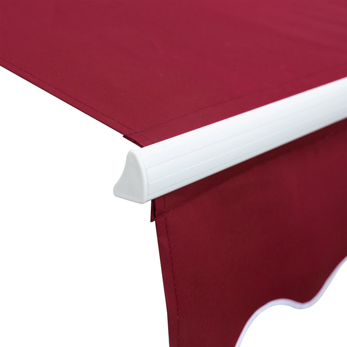 Manual Retractable Garden Awning - 3.5 x 2.5M Patio Sun Shade Shelter in Wine Red with Winding Handle - Outdoor Comfort & UV Protection for Homeowners