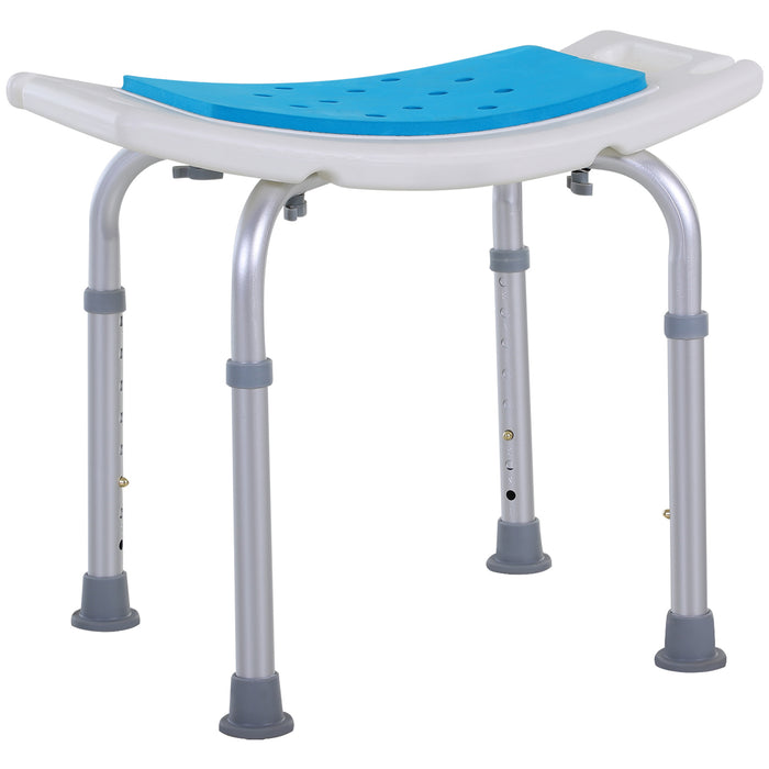 Height-Adjustable Aluminum Shower Stool - 6 Levels, Non-Slip Padded Seat, Drainage Holes & Foot Pads - Convenient Bathroom Chair for Elderly & Disabled