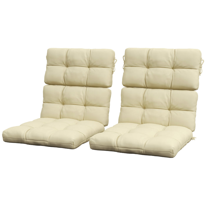 2-Piece Garden Chair Comfort Set - Patio Cushion and Backrest with Secure Ties, Beige - Upgrade for Outdoor Seating Comfort