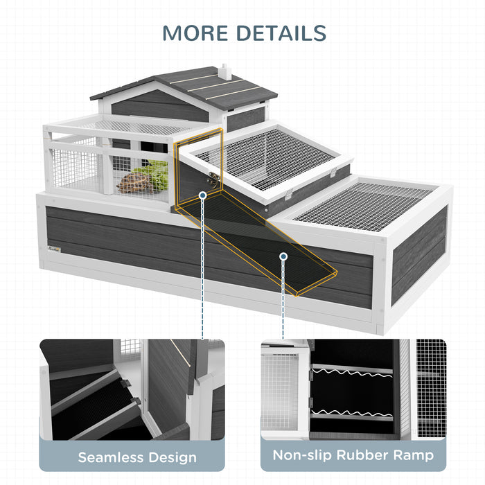 Tortoise Mansion Habitat with Balcony - 2-Story Wooden Enclosure with Ladder & Tray, Openable Roof Feature - Ideal Home for Pet Tortoises and Small Reptiles