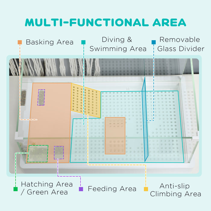 50-gallon Turtle Haven - Glass Aquarium with Basking Area & Filtered Environment - Perfect for Terrapins & Reptile Enthusiasts