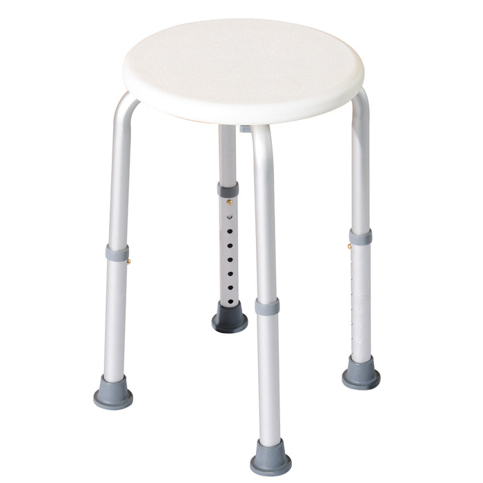 Adjustable Cream White Bathroom Stool - 32.5Wx41Dx35.5-54H cm Non-Slip Shower & Bath Seat - Safety and Comfort for Elderly or Disabled