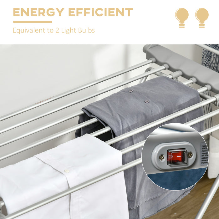 Electric Heated Clothes Dryer - Energy-Saving Foldable Indoor Airer with Expandable Wings for Laundry - Quick Drying Rack for Apartments & Small Spaces