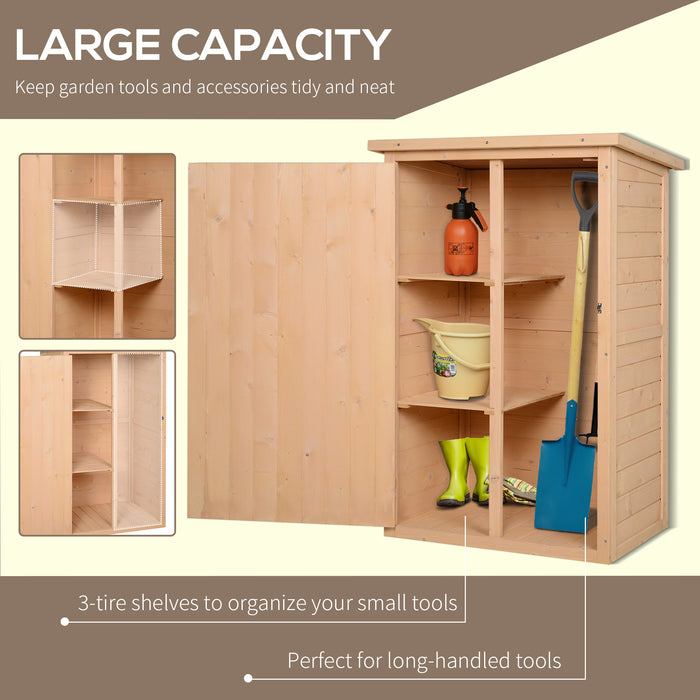 Outdoor Fir Wood Tool Shed - Garden Storage Cabinet with Shelves, 75 x 56 x 115 cm - Ideal Organizer for Yard Tools and Equipment