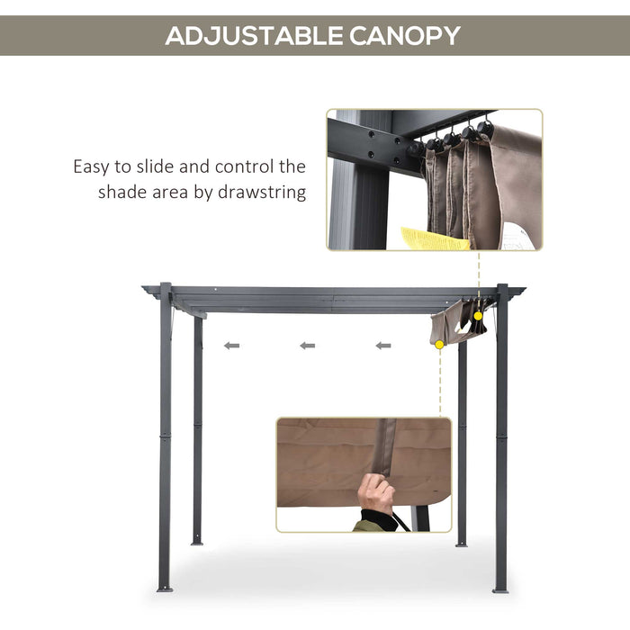 Aluminium Pergola Canopy Gazebo - 3x3 Meter Outdoor Garden Sun Shade Shelter with Awning - Ideal for Marquee Parties and BBQs