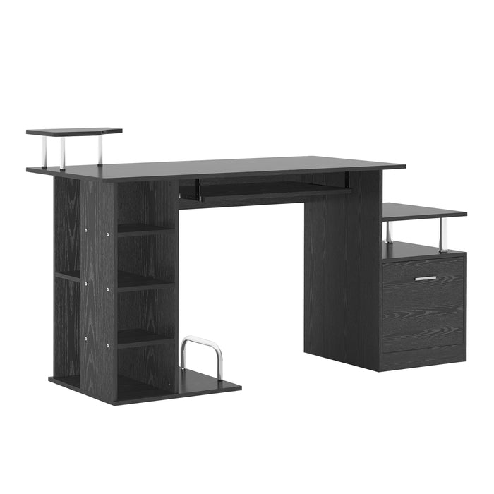 Computer Desk with CPU Storage and Shelves - Multi-Functional Home Office Workstation with Drawers - Space-Saving Design for Professionals and Students