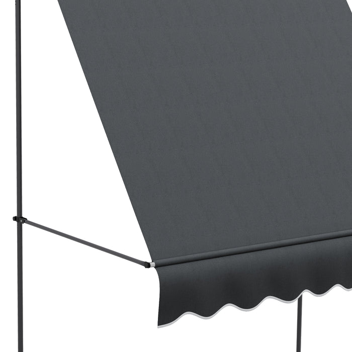 Retractable Outdoor Awning 1.2m - UV-Resistant Free Standing Patio Sun Shade Shelter, Dark Grey - Ideal for Window and Door Protection