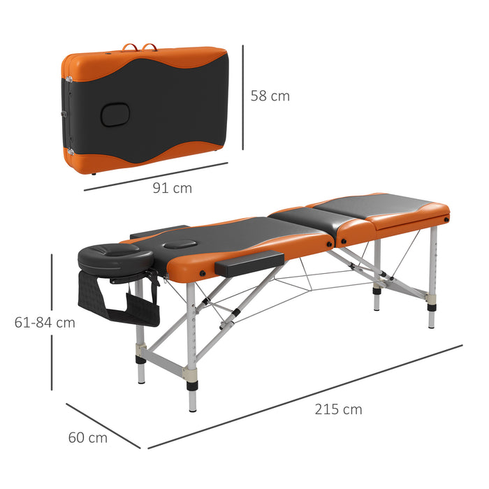 Foldable Massage Table - Professional Salon & SPA Facial Couch Bed, Black and Orange - Ideal for Therapists and Beauty Treatments