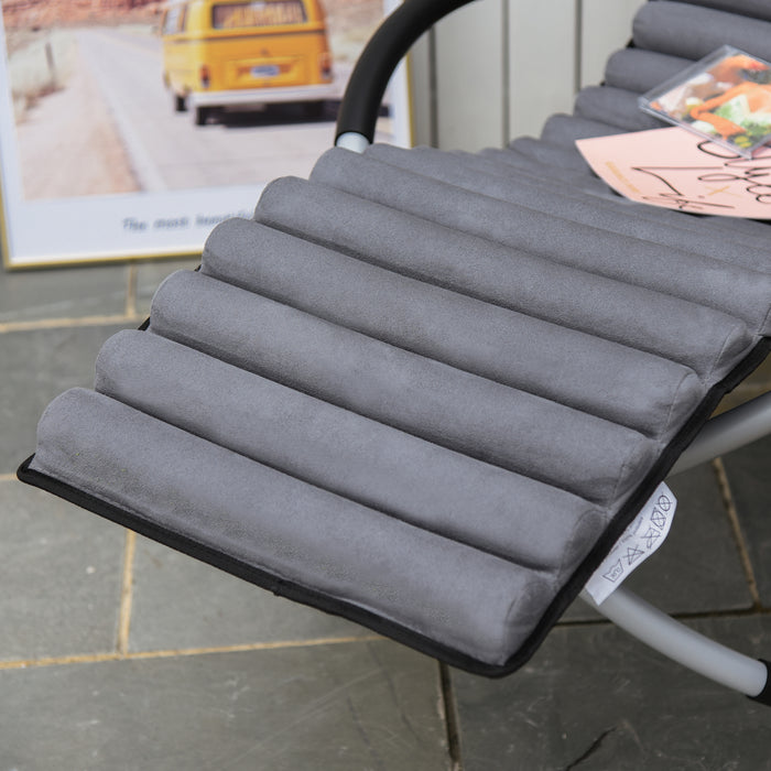 Orbital Rocking Chair with Anti-Drop Feature - Folding Lounger with Removable Mat, 2-in-1, 145x74x86cm in Black and Grey - Ideal for Relaxing and Comfort Outdoors