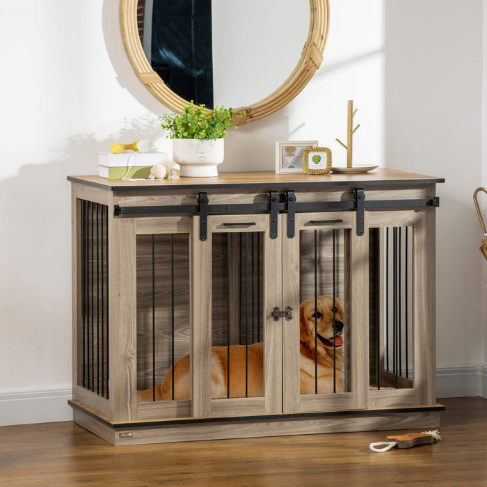 Double-Door Dog Crate Furniture - Spacious Kennel for Large Breeds, Cozy Dual Cage for Small Dogs - Stylish Pet Haven & Space Saver for Home Owners