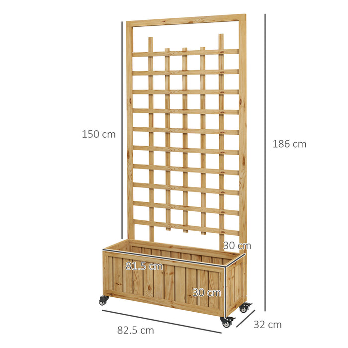 GardenGrow Wooden Trellis Planter - Mobile Elevated Garden Bed with Climbing Lattice & Protective Liner - Ideal for Growing Vegetables, Herbs, and Flowers Outdoors