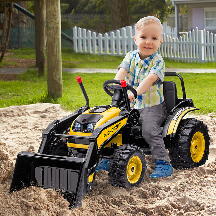 Kids Digger Ride-On Excavator - 6V Battery-Powered Construction Tractor with Music and Headlight - Moves Forward and Backward, Ideal for 3-5 Year Olds, Bright Yellow